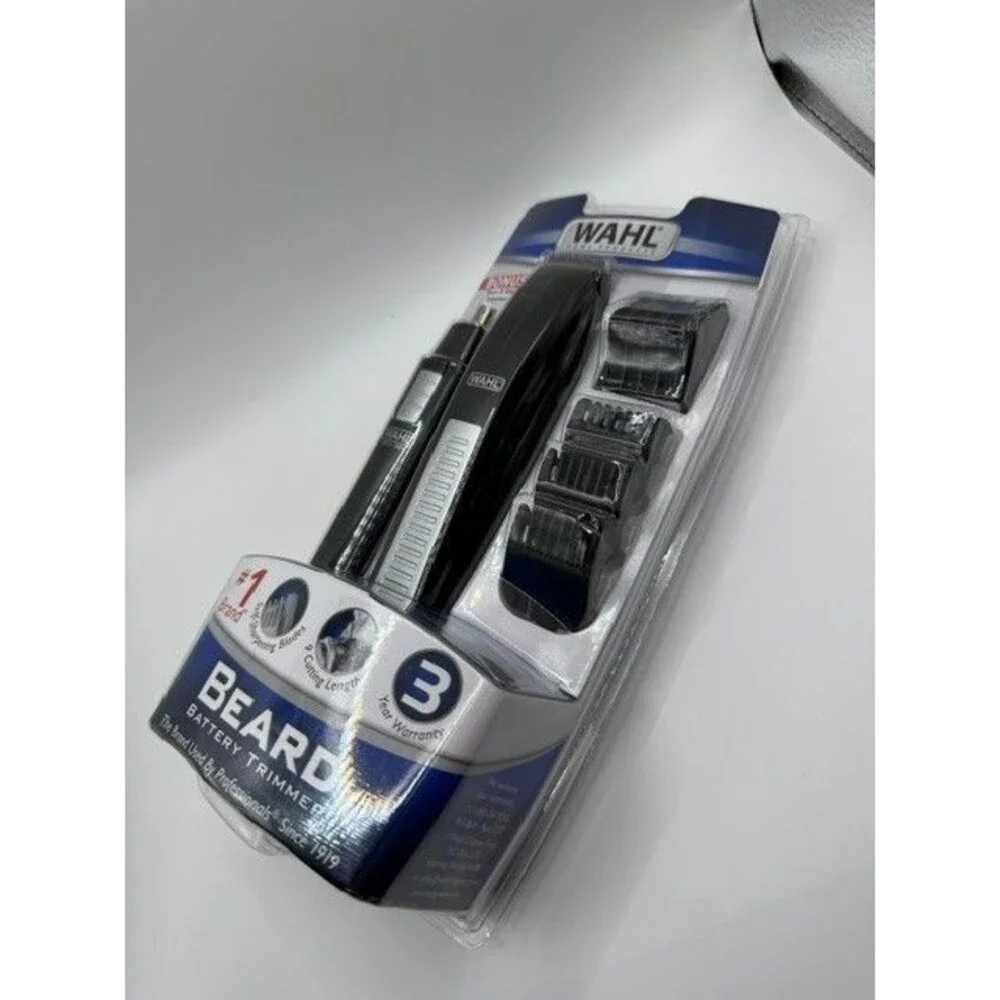 NEW Wahl Beard Trimmer Kit Bonus Nose Ear Brow Trimmer 5537-1801 Battery